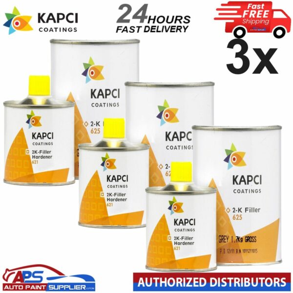 3X KAPCI 625 HIGH PRIMER GREY+KAPCI 2K Filler HARDENER 1.25L KIT - FAST DELIVERY Model: 3X KAPCI 625