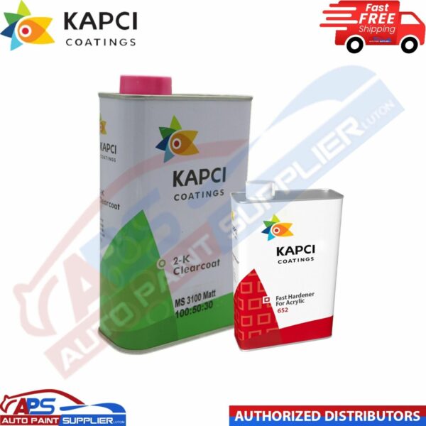 KAPCI COATINGS 2K Clearcoat MS 3100 MATT + 2K FAST HARDENER 652 - 1.5LTR KIT Model: 100.50.30.+652