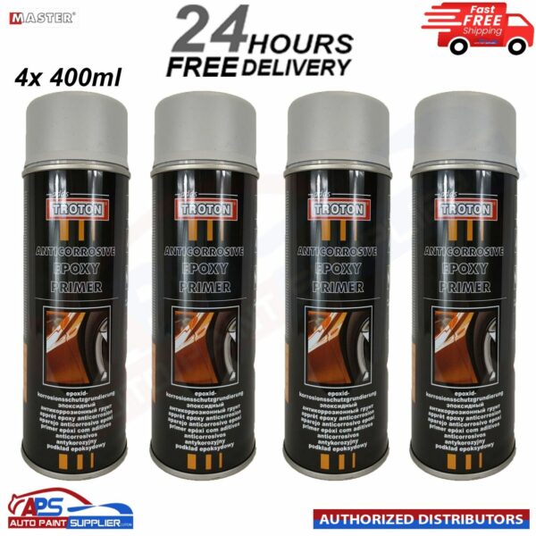 4x Epoxy Primer Grey 1K Troton Epoxy Corrosion Protection Primer Spray 400ml Model: 63801
