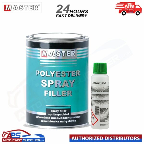 MASTER POLYESTER SPRAY FILLER PUTTY 1.2 KG + CETOX -350E HARDENER Model: MASTER POLYESTER SPRAY