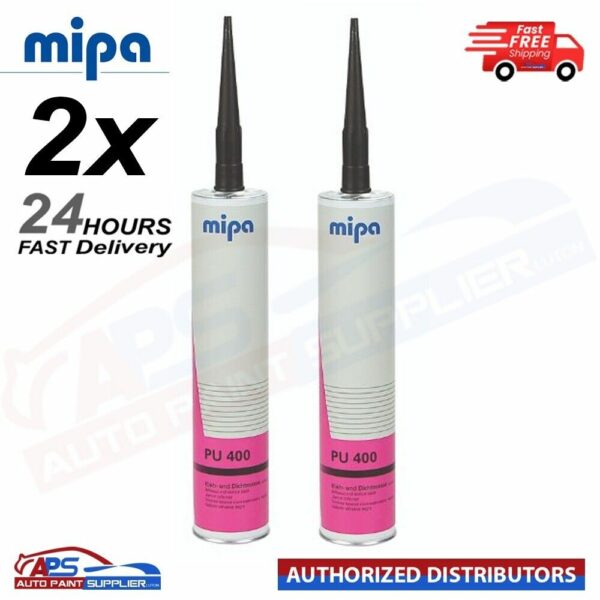2x MIPA PU 400 Seam Sealer 310ml Grey Cartridge Polyurethane Adhesive Sealant Model: 266020000
