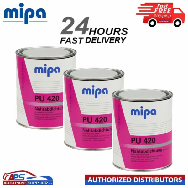 3x MIPA PU 420 Seam Sealer 1KG Tin Grey Brushable Polyurethane Adhesive Sealant (NEXT DAY DELIVERY) Model: 266410000