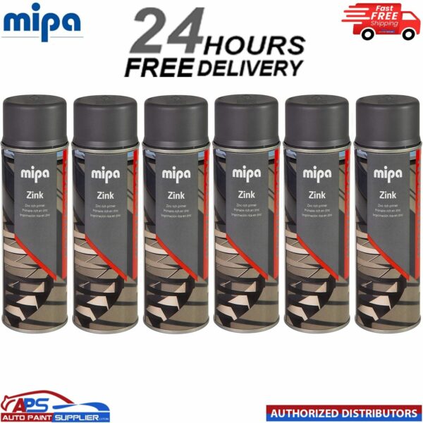 6x MIPA ZINC Spray Grey Corrosion Protection Primer Car Paint Aerosol 400ml Model: 213460000A