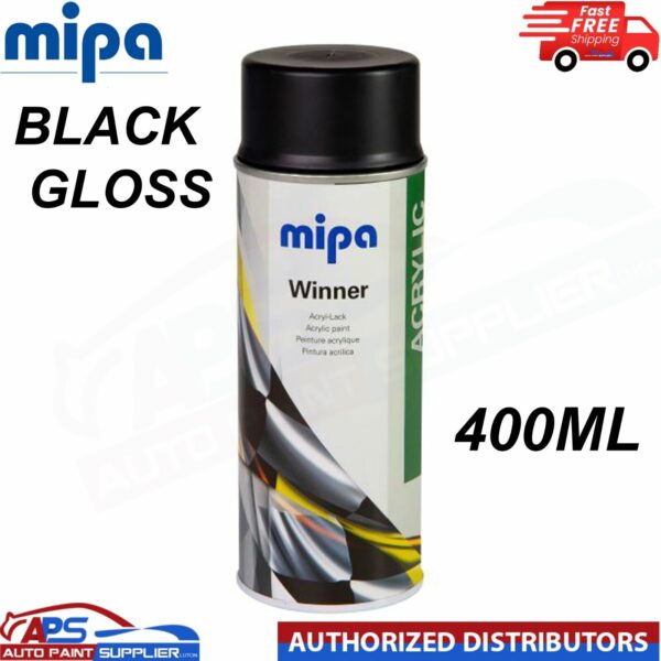Mipa Winner Acrylic Spray Paint Black Glossy Aerosol 400ml - FAST DELIVERY Model: 216011200