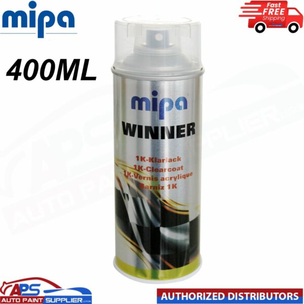 MIPA WINNER GLOSSY BRILLIANT 1K CLEARCOAT LACQUER AEROSOL SPRAY 400ML Model: MIPA216011800
