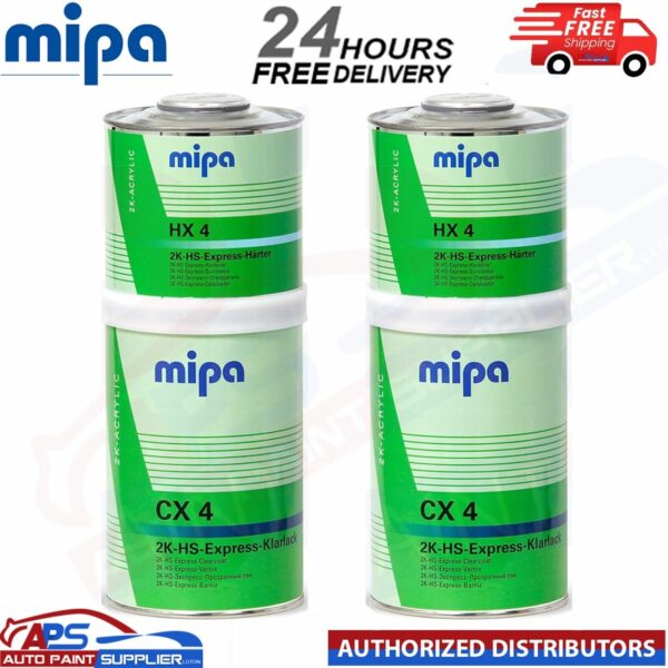 2x MIPA 2K EXPRESS KLARLACK CX4 CLEARCOAT LACQUER WITH HX4 HARDENER CX4 3L KIT Model: CX4+HX4