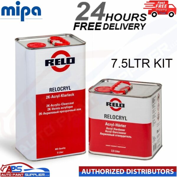 MIPA RELOCRYL 2K ACRYLIC 2K CLEARCOAT LACQUER WITH FAST HARDENER - 7.5 LITRE KIT Model: 810430000
