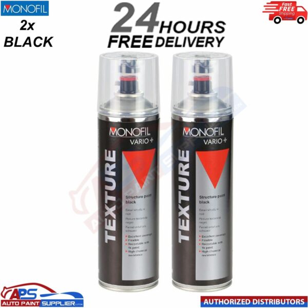 2x MONOFIL VARIO+ TEXTURE COATING BLACK BUMPER PAINT Aerosol 500ml Model: 912990070M