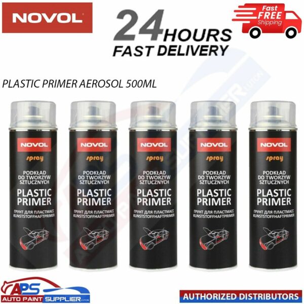 5 X NOVOL PLASTIC PRIMER AEROSOL BUMPER ADHESION PROMOTER 500ML Model: 34482