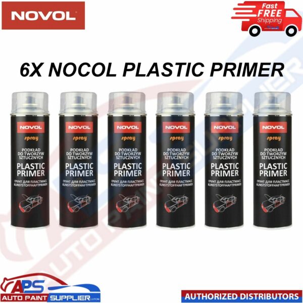 6 X NOVOL PLASTIC PRIMER AEROSOL 500ML BUMPER ADHESION PROMOTER- FAST DELIVERY Model: 34482