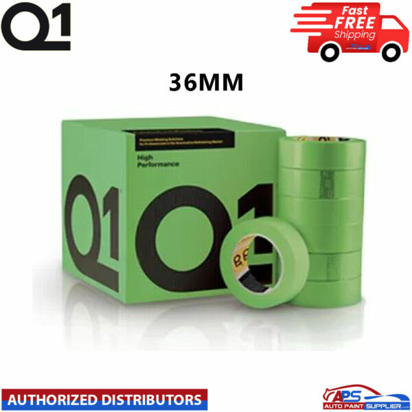 Q1 GREEN MASKING TAPE HIGH PERFORMACE - Box of 1.5" 36mm x 50m Roll of 24 Model MASKING TAPE