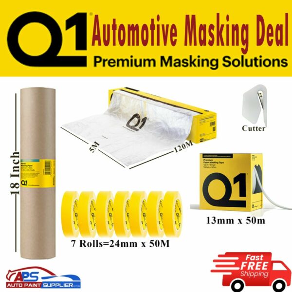 Q1 DEAL OF MASKING TAPE 24MM x 50M, FOAM EDGING TAPE, MASKING POLY FILM & PAPER Model Deal16