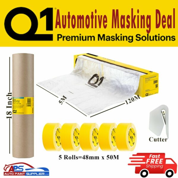 Masking Tape 48mm x 50mm Poly Film masking Sheet 120m -18 " masking paper Brown Model Deal97