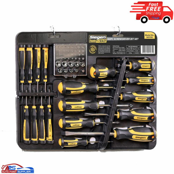 Sealey 60 Piece Screwdriver Bit Set Chrome Vanadium Steel Soft Grip Storage Model S01110