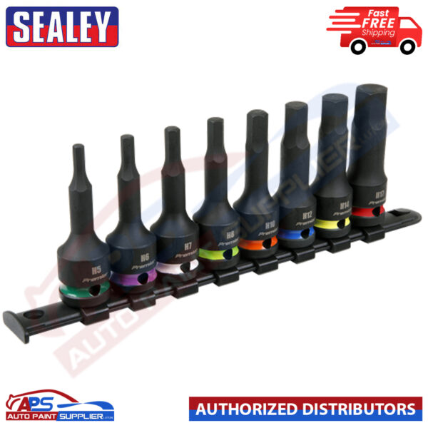 Sealey AK56001 8pc 1/2"Sq Drive Hex Impact Socket Bit Set Model AK56001