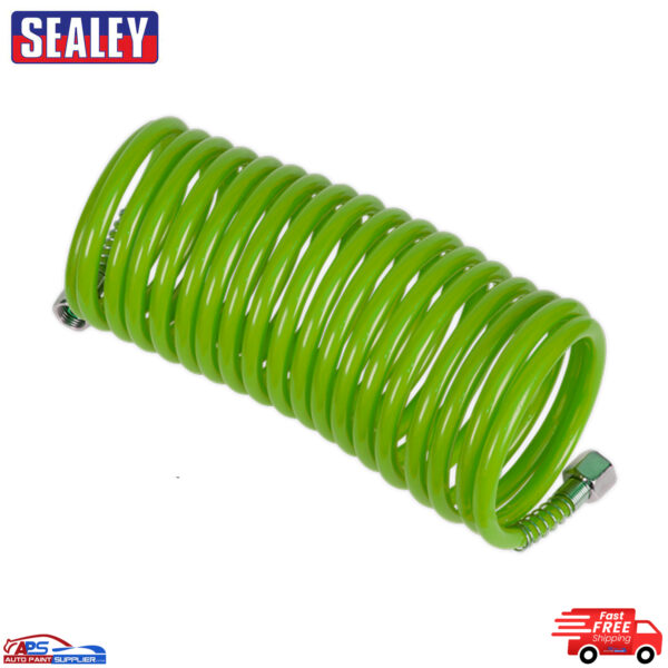 Sealey SA335G PE Coiled Air Hose 5m x 5mm with 1/4"BSP Unions Model SA3355