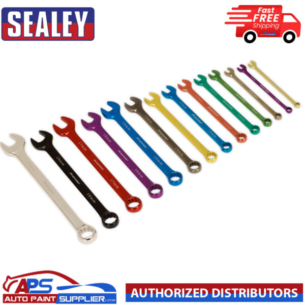 Sealey AK6314 Combination Spanner Set Multi-coloured 14pc Metric Model AK6314