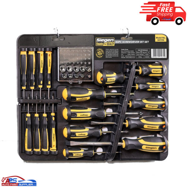Sealey 60 Piece Screwdriver Bit Set Chrome Vanadium Steel Soft Grip Storage Model S01110