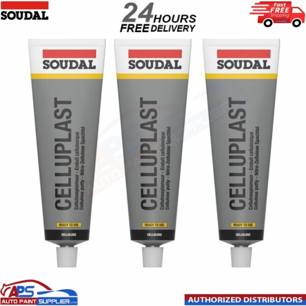 3X SOUDAL CELLUPLAST REPAIR PUTTY STOPPER FILLER 175ML (SKIMMING & PIN HOLES) Model: 3X SOUDAL