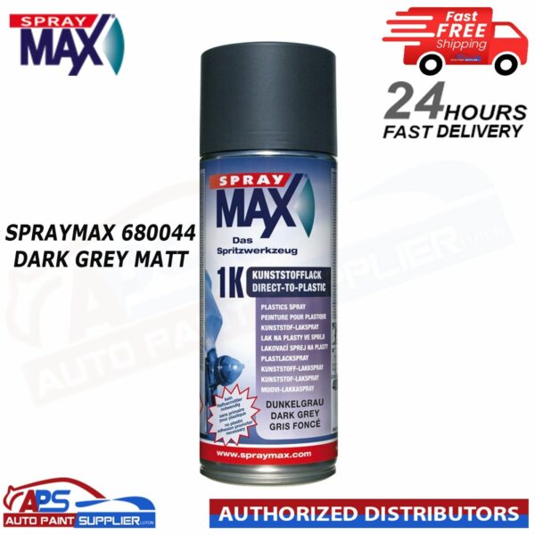 SPRAY MAX 680044 1K DARK GREY MATT DTP PLASTIC TOPCOAT AEROSOL 400ML Model: 680044