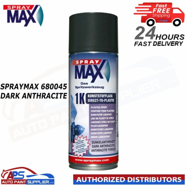 SPRAYMAX 680045 DARK ANTHRACITE MATT 1K DTP PLASTIC TOPCOAT AEROSOL 400ML Model: 680045