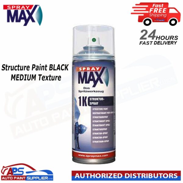 SPRAYMAX 680180 400ML AEROSOL SPRAY 1K Structure Paint BLACK MEDIUM Texture Model: 680180