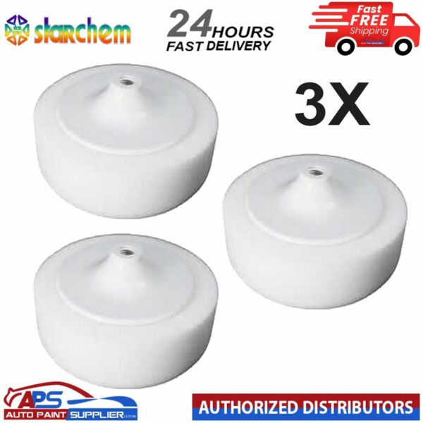 3X STARCHEM White 6" COMPOUND HEAD PAD MOP 14MM THREAD POLISHING - FAST DELIVERY Model: QWMF14X3