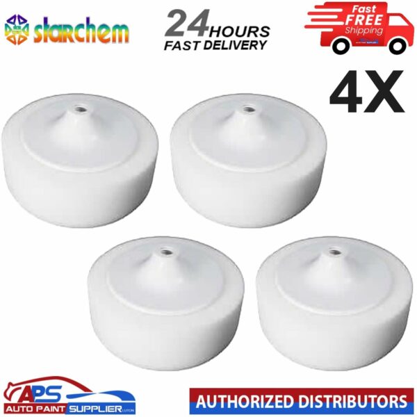 4X STARCHEM White 6" COMPOUND HEAD PAD MOP 14MM THREAD POLISHING - FAST DELIVERY Model: QWMF14X4