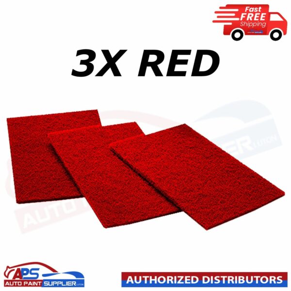 3 X SCOTCH-BRITE ABRASIVE FINISHING PADS RED SCOTCHBRITE Model: Star Brites