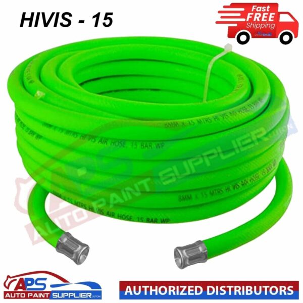 HIVIS - 15 HI GREEN AIR HOSE 15M 8MM BORE Air Line Hose Compressor Flexible Model HIVIS - 15