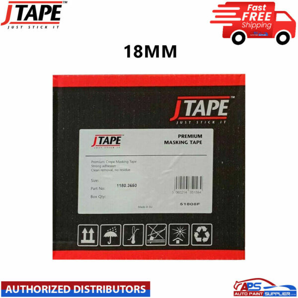J TAPE PREMIUM MASKING TAPE ROLL 18mm BOX OF 48 Model 1180.3650