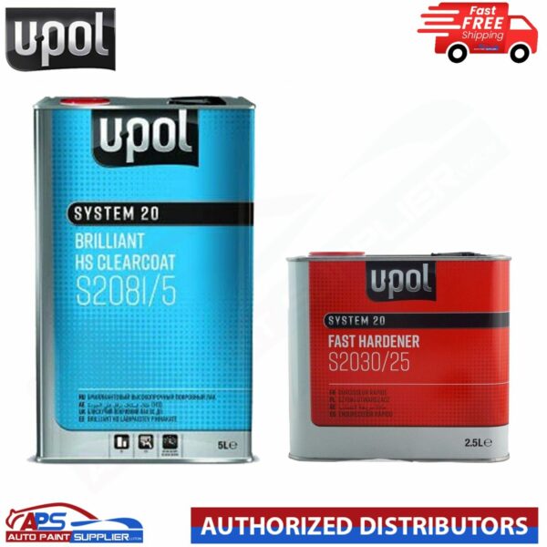 UPOL BRILLIANT HS CLEARCOAT S2081/5 5L WITH S2030/25 FAST HARDENER 2.5L 7.5L KIT Model S2081+S2030