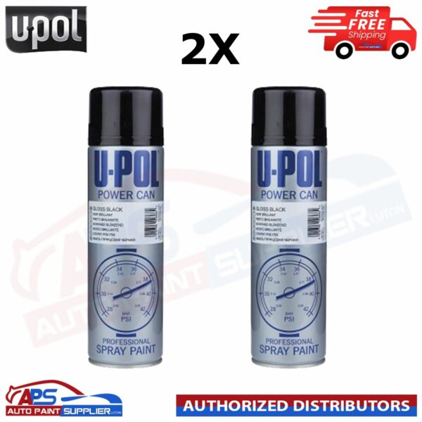 2X UPol Power Can BLACK Spray Aerosol Anti-Corrosive Metal 500ml Model PCPG/AL