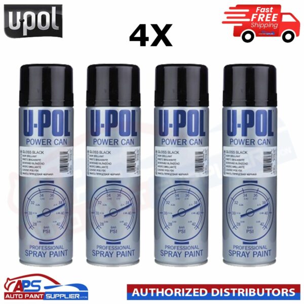 4X UPol Power Can BLACK Spray Aerosol Anti-Corrosive Metal 500ml Model PCPG/AL