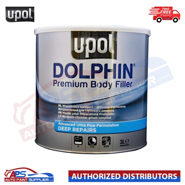 U-POL DOLPHIN PREMIUM BODY FILLER ADVANCED ULTRA FINE DEEP REPAIRS 3 LITRE Model: DOLBF/D