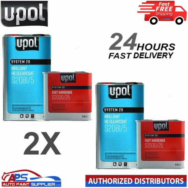 2X UPOL S2081 BRILLIANT HS CLEARCOAT WITH S2030 FAST HARDENER - FAST DELIVERY Model: S2081/S2030