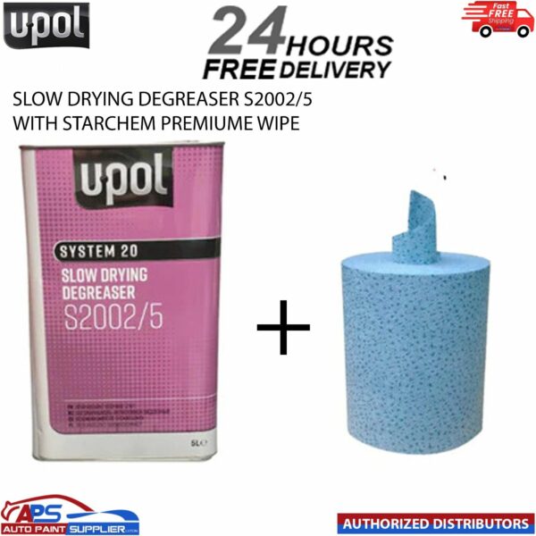 UPOL System 20 S2002 Slow Degreaser 5L With Starchem Premium Solvent Wipe Model: UPOL System 20
