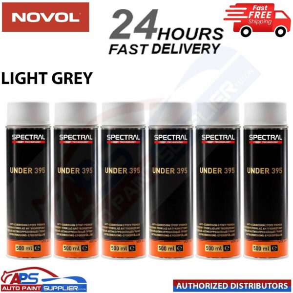6 x NOVOL Spectral Under 395 AntiCorrosion Epoxy Primer Aerosol Light Grey 500ml Model: 395