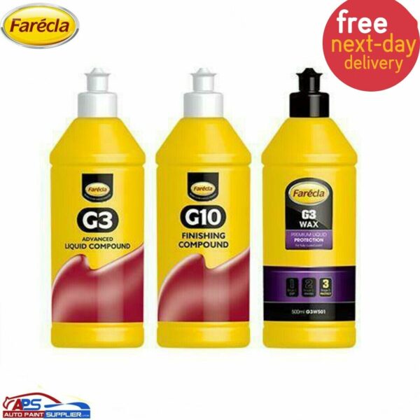 G3 Farecla Wax 500ml, G3 Advanced Liquid 500ml & G10 500ml Compound & Polish Kit Model G3 Farecla