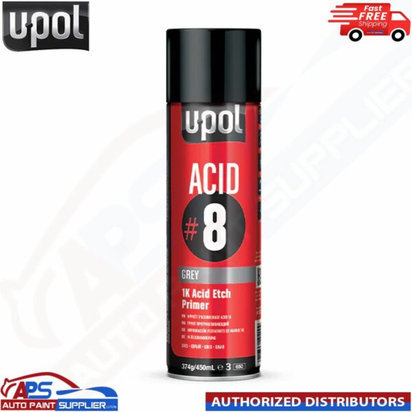 U-POL ACID#8 1K Acid Etch Primer - GREY Aerosol Car Paint 450ML Model: ACID/AL