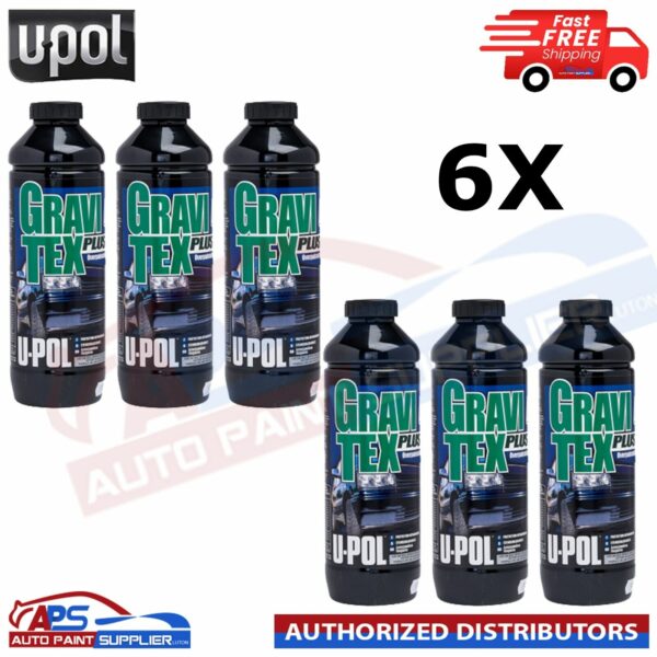 6X U-POL GRAVITEX PLUS HS STONE CHIP COATING UPOL, PROTECTER 1L - BLACK Model: GRA/NB1