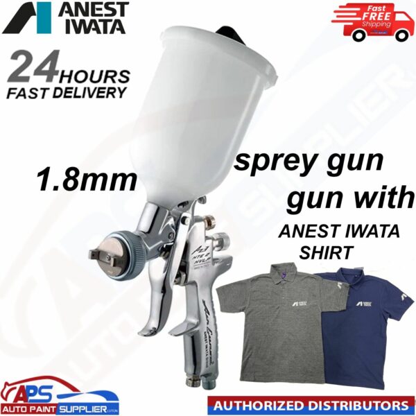 ANEST IWATA AZ3 HTE-2 GRAVITY SPRAY GUN 1.8mm+Anest iwata Shirts FAST DELIVERY Model: W0SPG81AG18C
