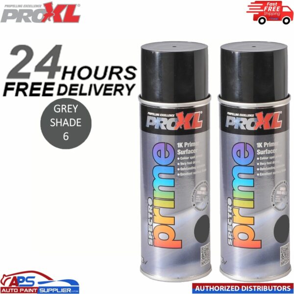 2 X PROXL SPECTRO PRIME AEROSOL 400ML - GREY SHADE 6 - PRO XL SPOT ETCH Model: PROSPECTROGS6