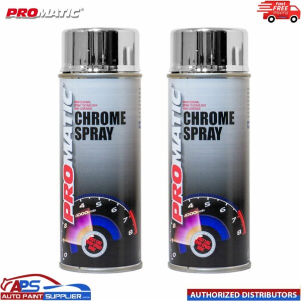 2x Promatic Chrome Spray Paint Aerosol 400ml - Free Delivery Model: Promatic Chrome Spray Paint