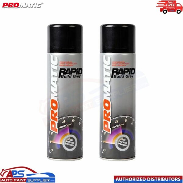 2x PROMATIC RAPID BUILD GREY HIGH BUILD PRIMER AEROSOL RP500 - 500ML Model: RP500