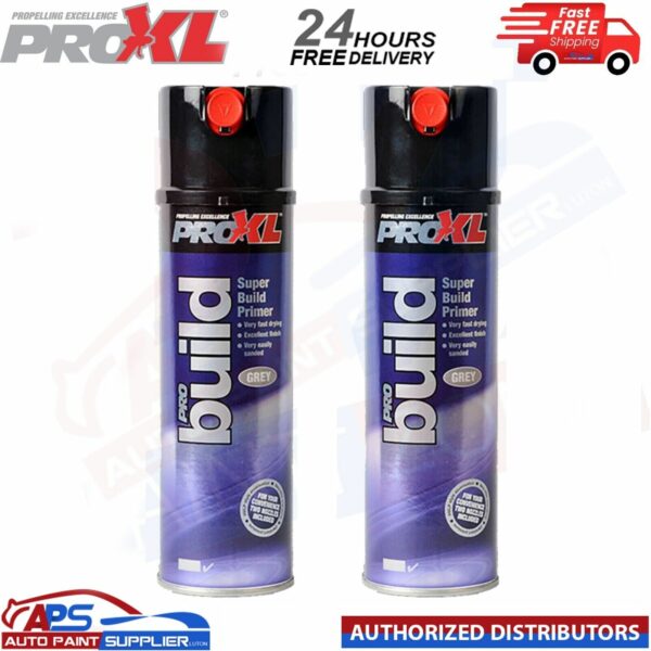 2x PROXL PRO BUILD HIGH BUILD FILLER PRIMER AEROSOL 500ML GREY - FAST DELIVERY Model: PROBUILDG