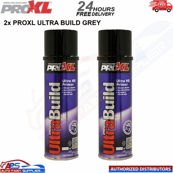 2x PROXL Pro Ultra Build High Build Primer Aerosol 500ml Grey - FAST DELIVERY Model: ULTRABUILD