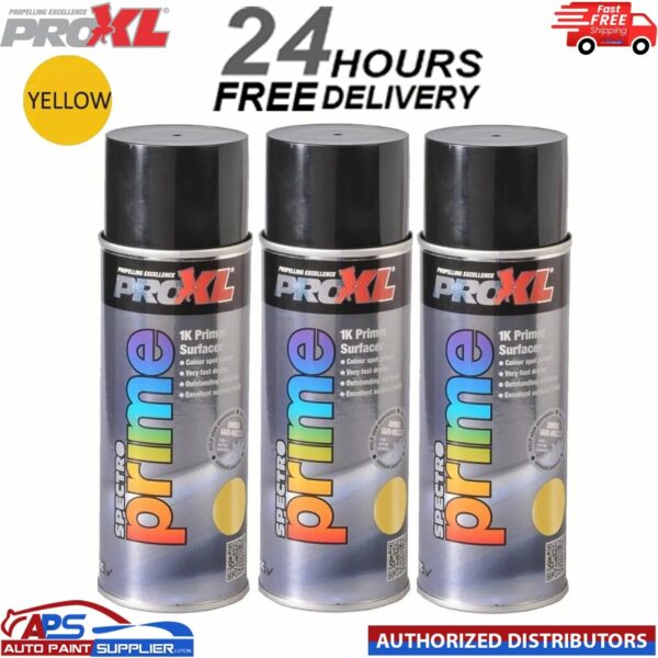 3 X PROXL SPECTRO PRIME AEROSOL 400ML - YELLOW -PRO XL SPOT PRIMER ETCH Model: PROSPECTROYELL