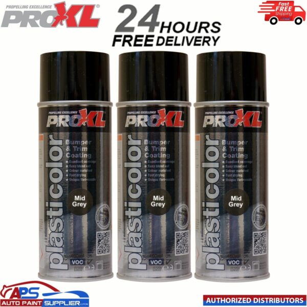 3x Pro XL Plasticolour 400ml Mid Grey PROXL Bumper Spray Paint Model: ul5mg