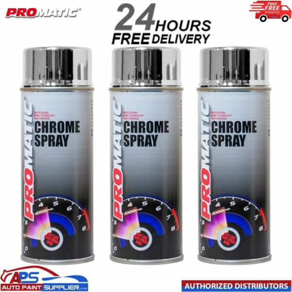 3x Promatic Chrome Spray Paint Aerosol 400ml - FAST Delivery Model: Promatic Chrome Spray Paint